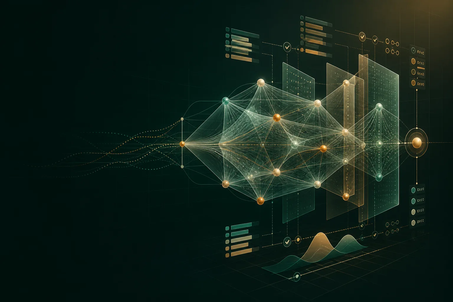 Abstract evaluation network connecting evidence, reasoning and decisions